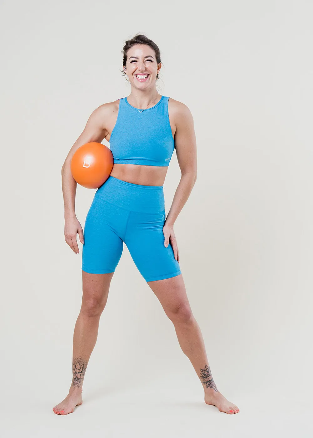 Dream Base AntimicrobialCoating Spacedye Open Back Bra - Blue Ocean Heather