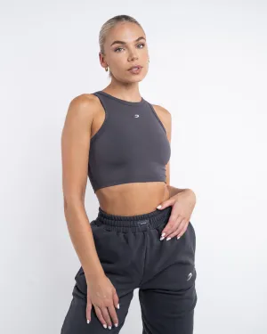 Essentials Racer Crop Top - Charcoal Trend Glow