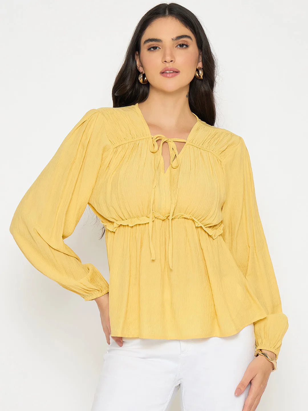 Cozy clothing Kid Play Madame Cinch Waist Yellow Peplum Top