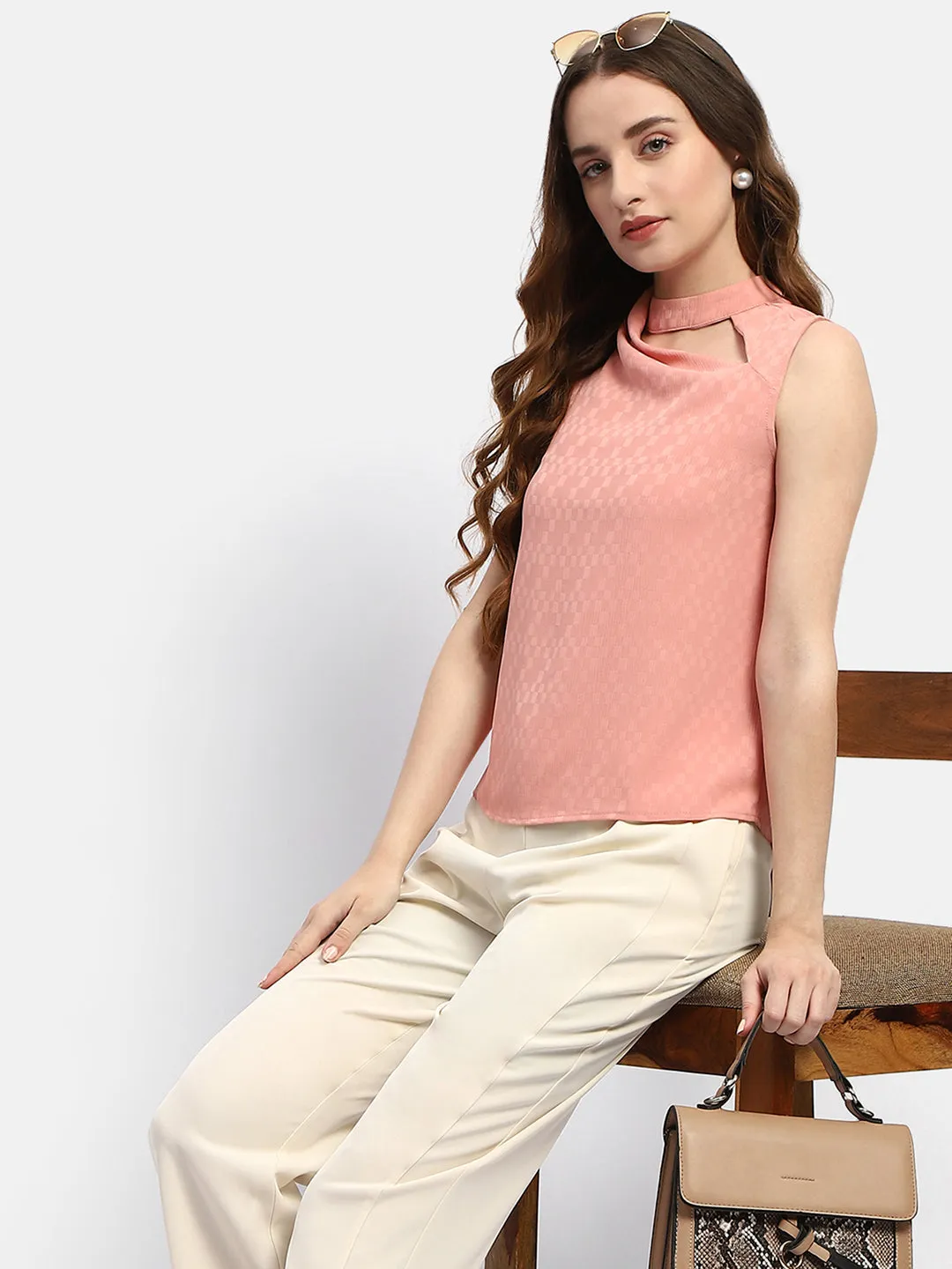 Madame Cowl Neck Salmon Top Statement Wear FrictionResistantEdges
