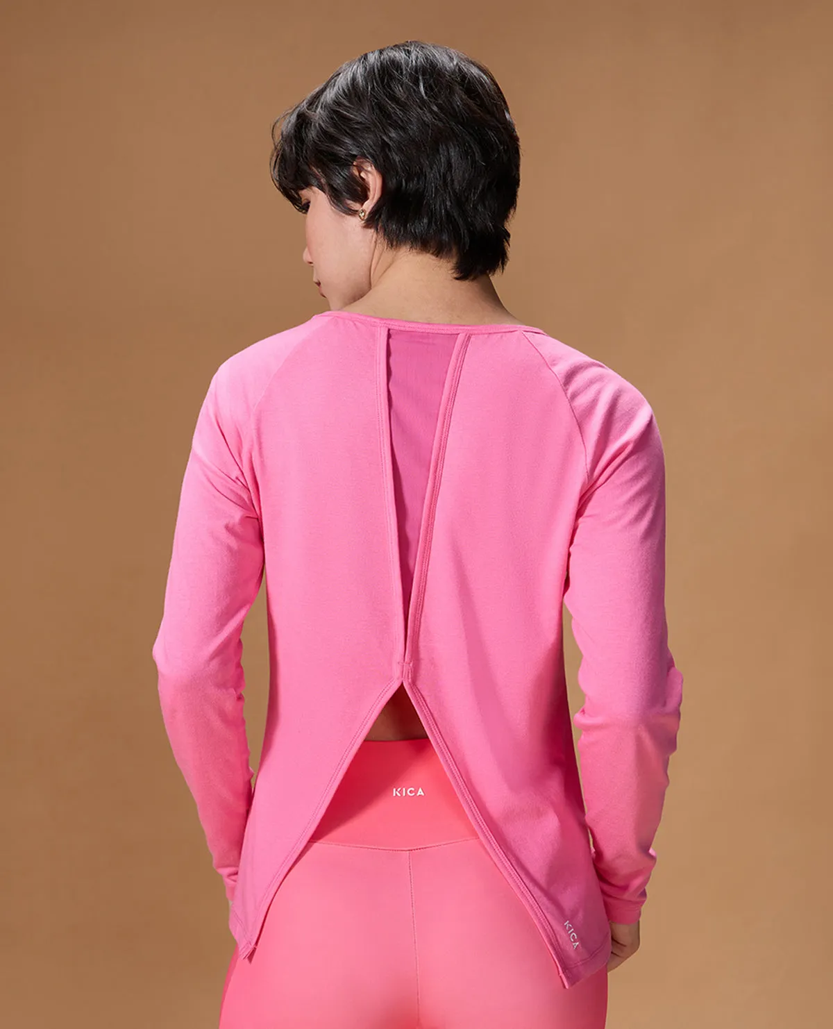 Classic Style Cotton Yoga Top Pink
