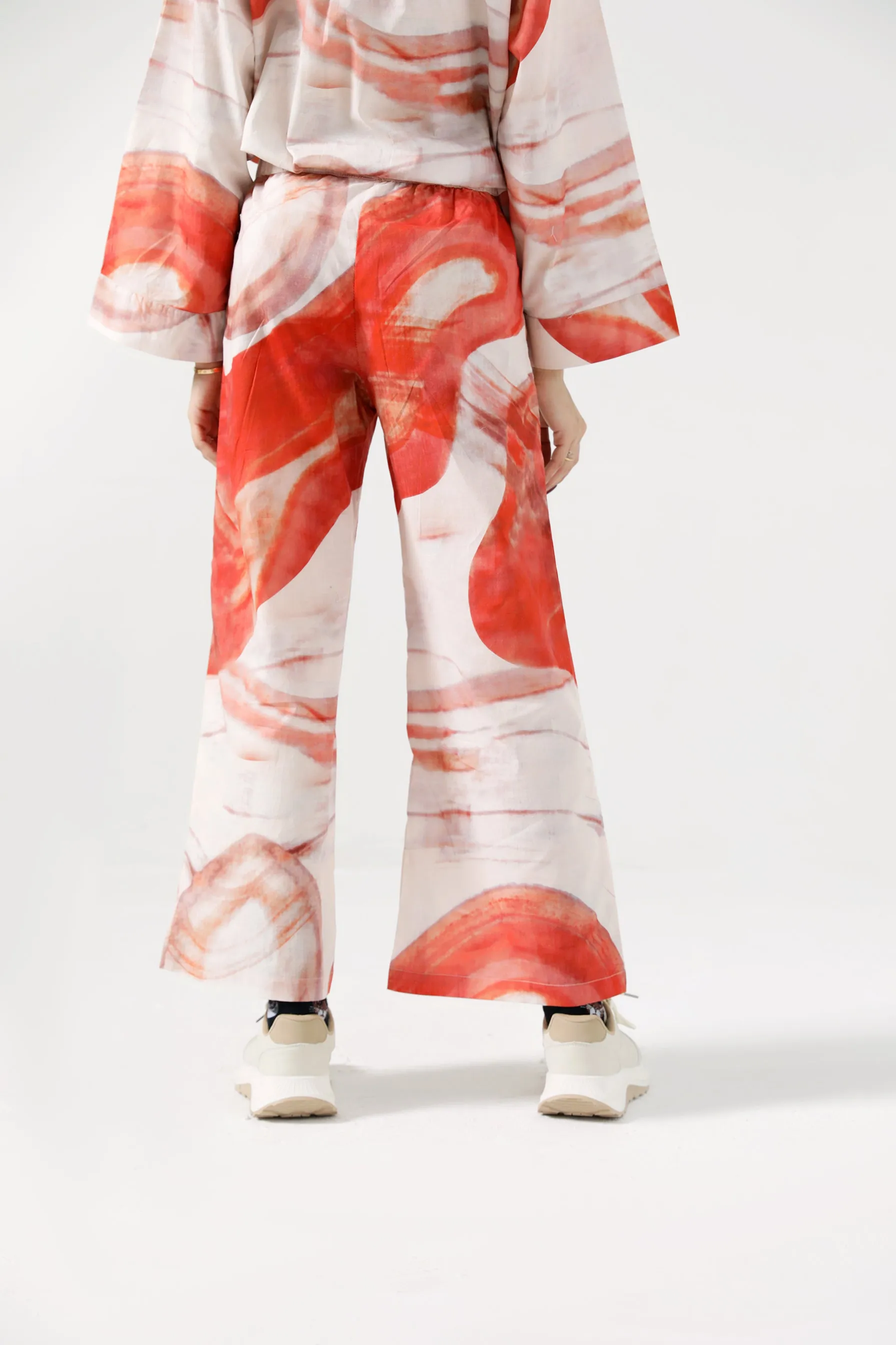 Anti Static Finish PRINTED WIDE LEG TROUSER