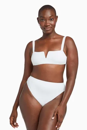 Reinforced Side Panels Smooth Skin Fabric Kaya Top - White EcoRib