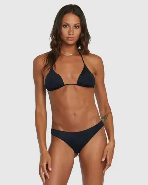 Solid Halter Triangle Bikini Top - RVCA Black Four Way Stretch Fabric Tagless Design