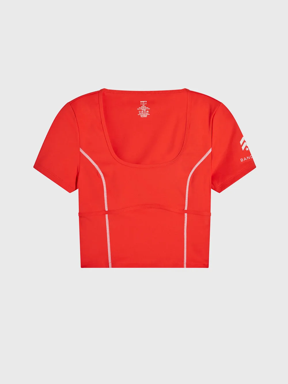 yoga clothing Ribbed collar Animal and wild BARRY'S X BANDIER FIERY RED SPORT CROP SHORT SLEEVE