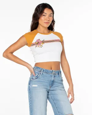 Retro Heritage Cropped Tee - White Sweat Absorbent Trendy Wearable