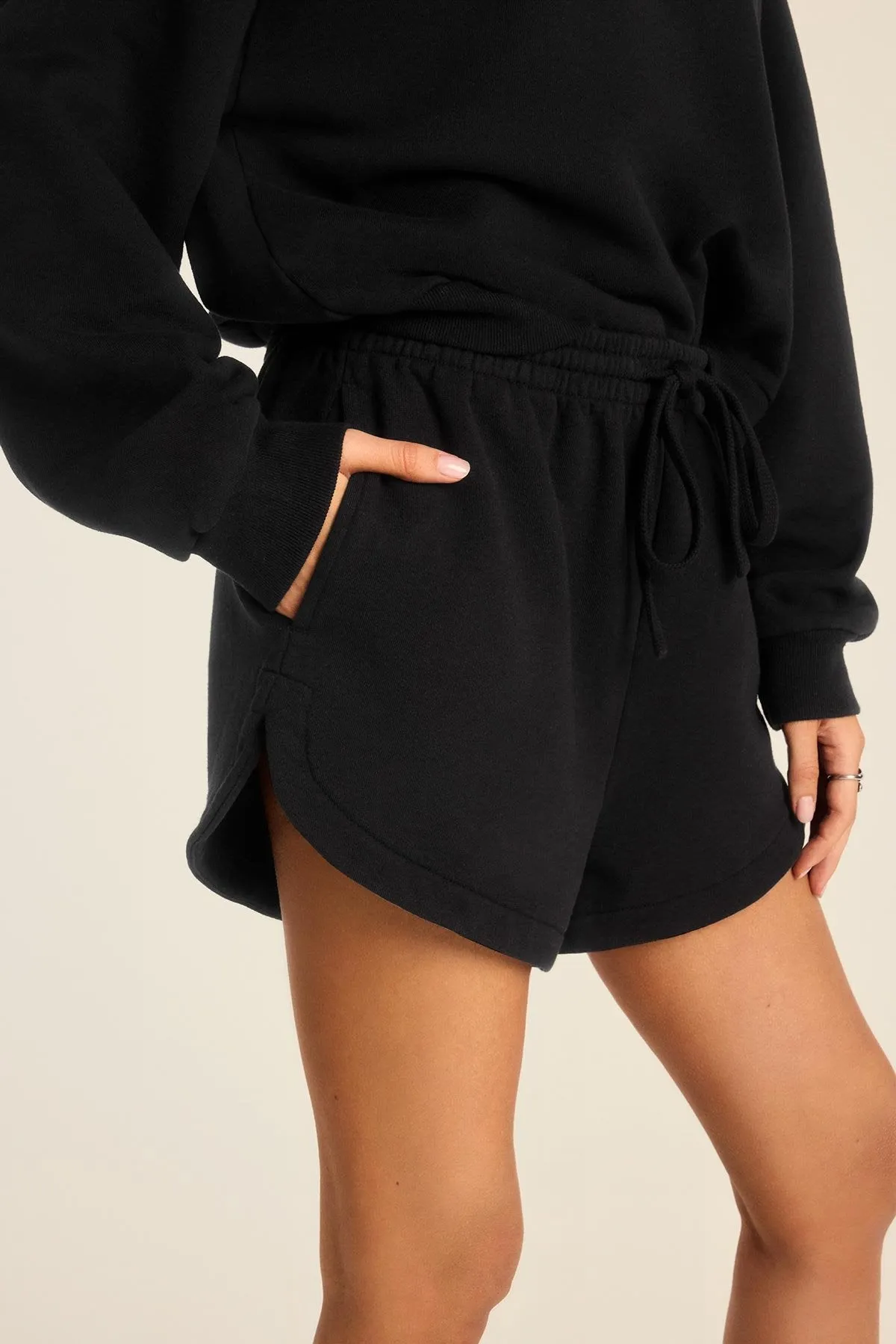 Sweat Resistant Fabric Compact Packable Design Dawn Classic Short - Black French Terry