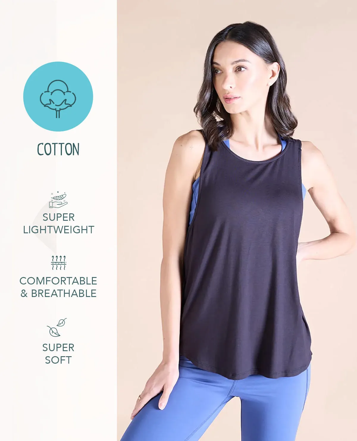 research and development Flowy Cotton Tank Top Black