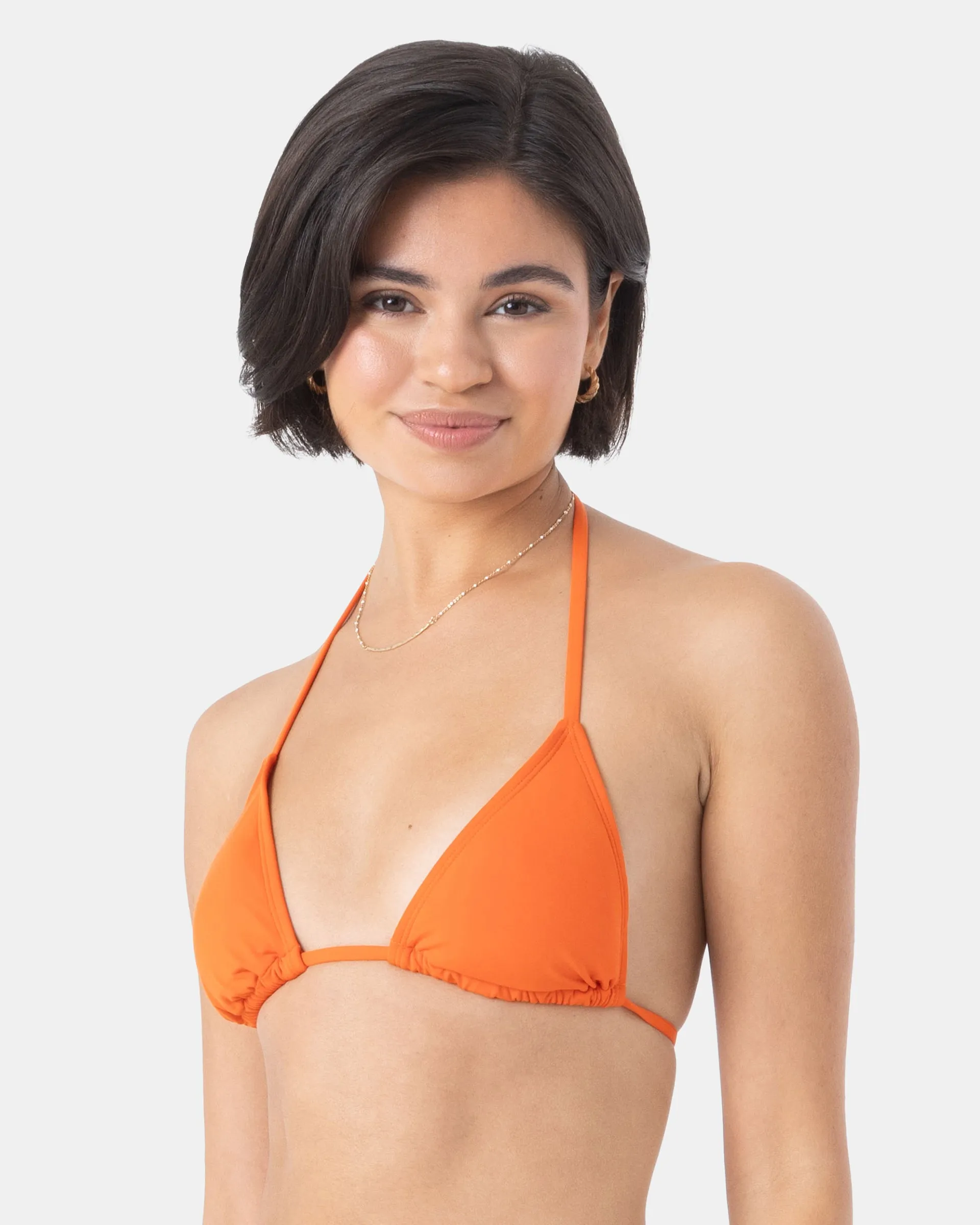 SD Beach Classics Moderate Tiki Triangle Bikini Top - Red Moisture Wicking Fabric