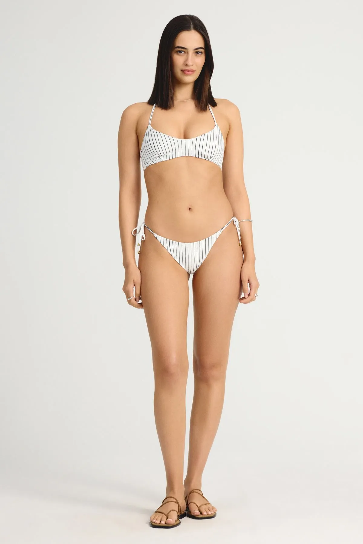 Upcycled Scoop Bralette Top - Bolero Stripe Recycled Material Reinforced Side Panels