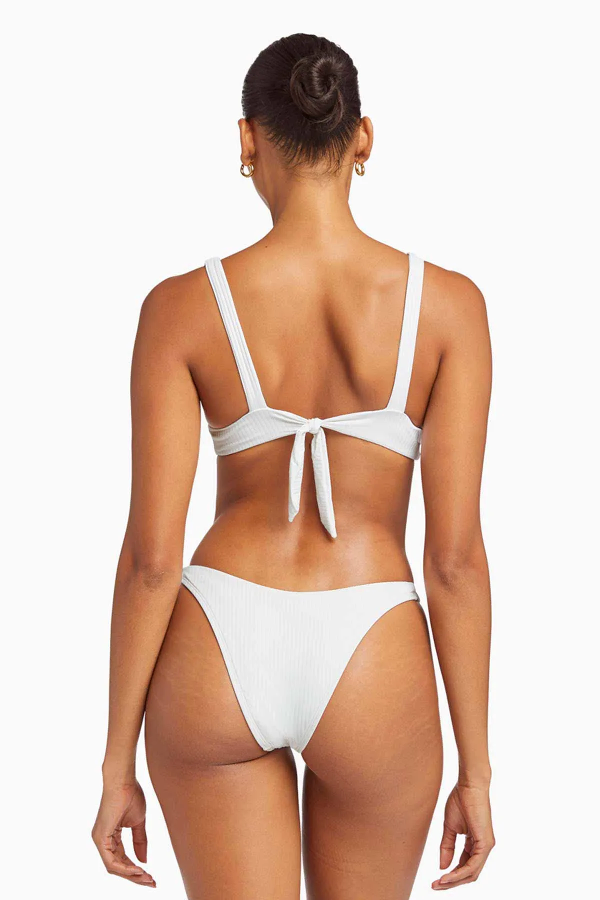California High Leg Bottom - White EcoRib UPF 50  Protection