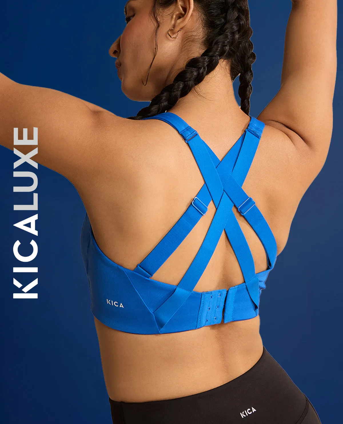 Luxe Limitless High-Impact Full Coverage Sports Bra Blue stretchy design