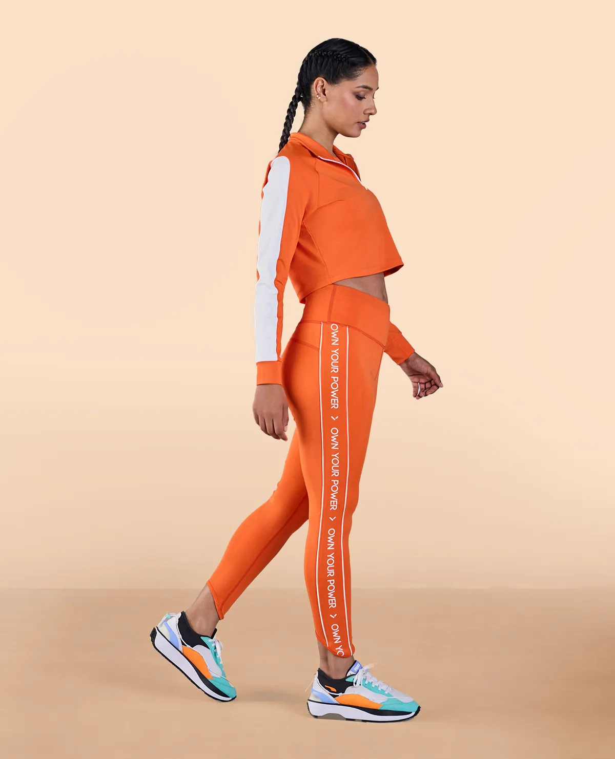 Modern Cut Body-Hugging Fit High Waisted Leggings in Second SKN Fabric Orange