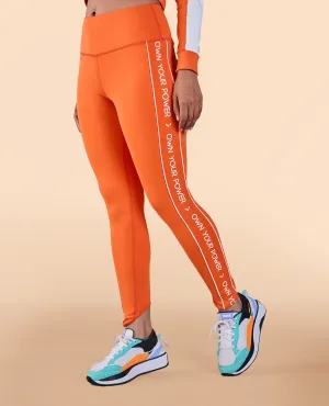 High Waisted Leggings in Second SKN Fabric Orange Outdoor Running Anti Odor