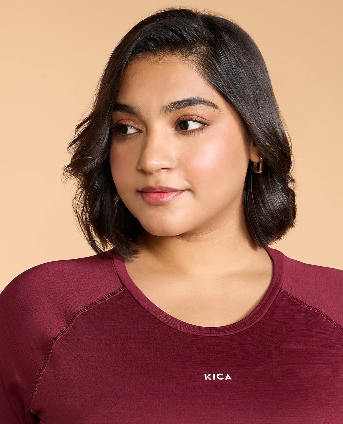 Regular Fit Basic Half Sleeves Top Flexible Weave