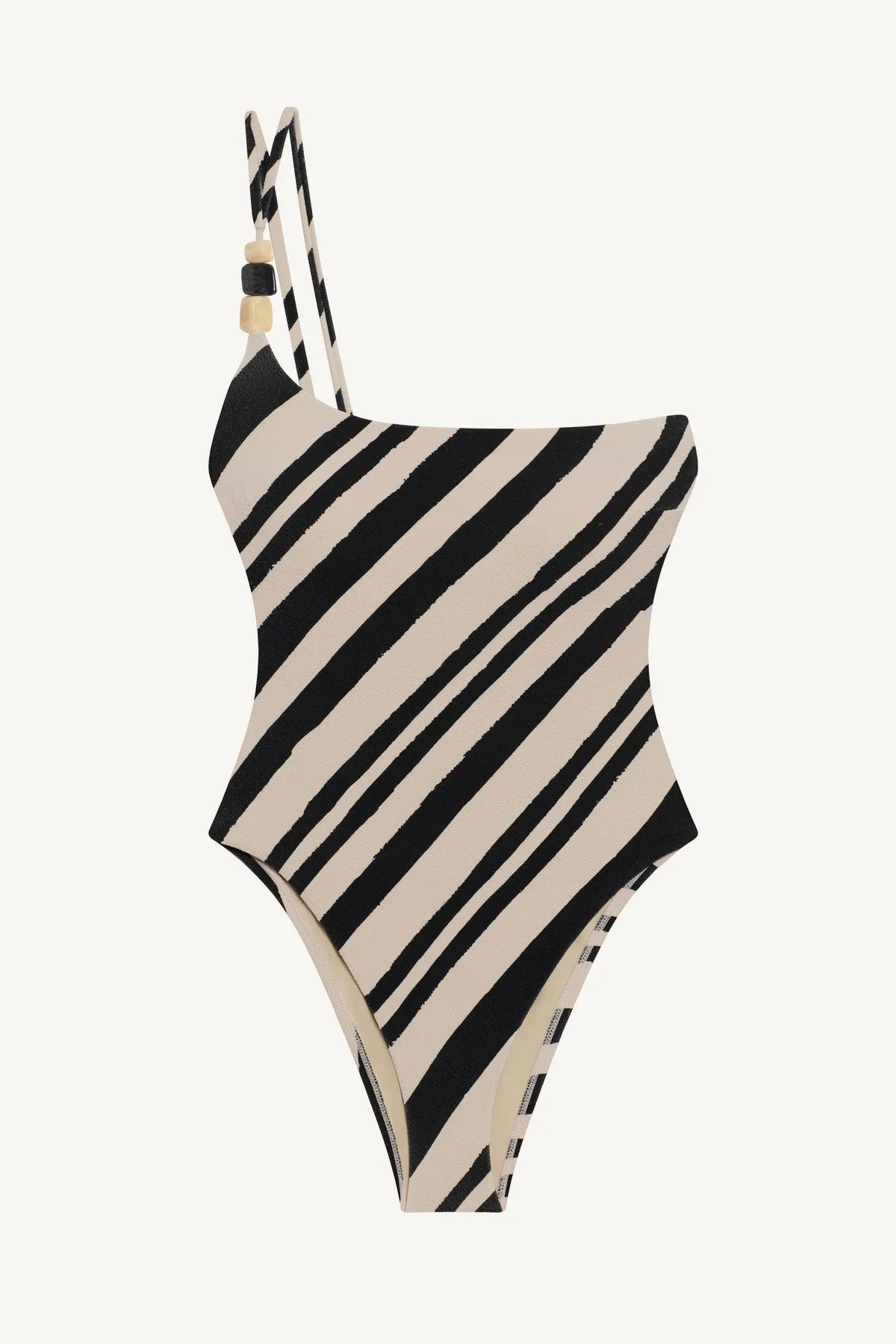 Terra Asymmetrical One Piece - Sandbar Stripe Crepe Texture Bestseller