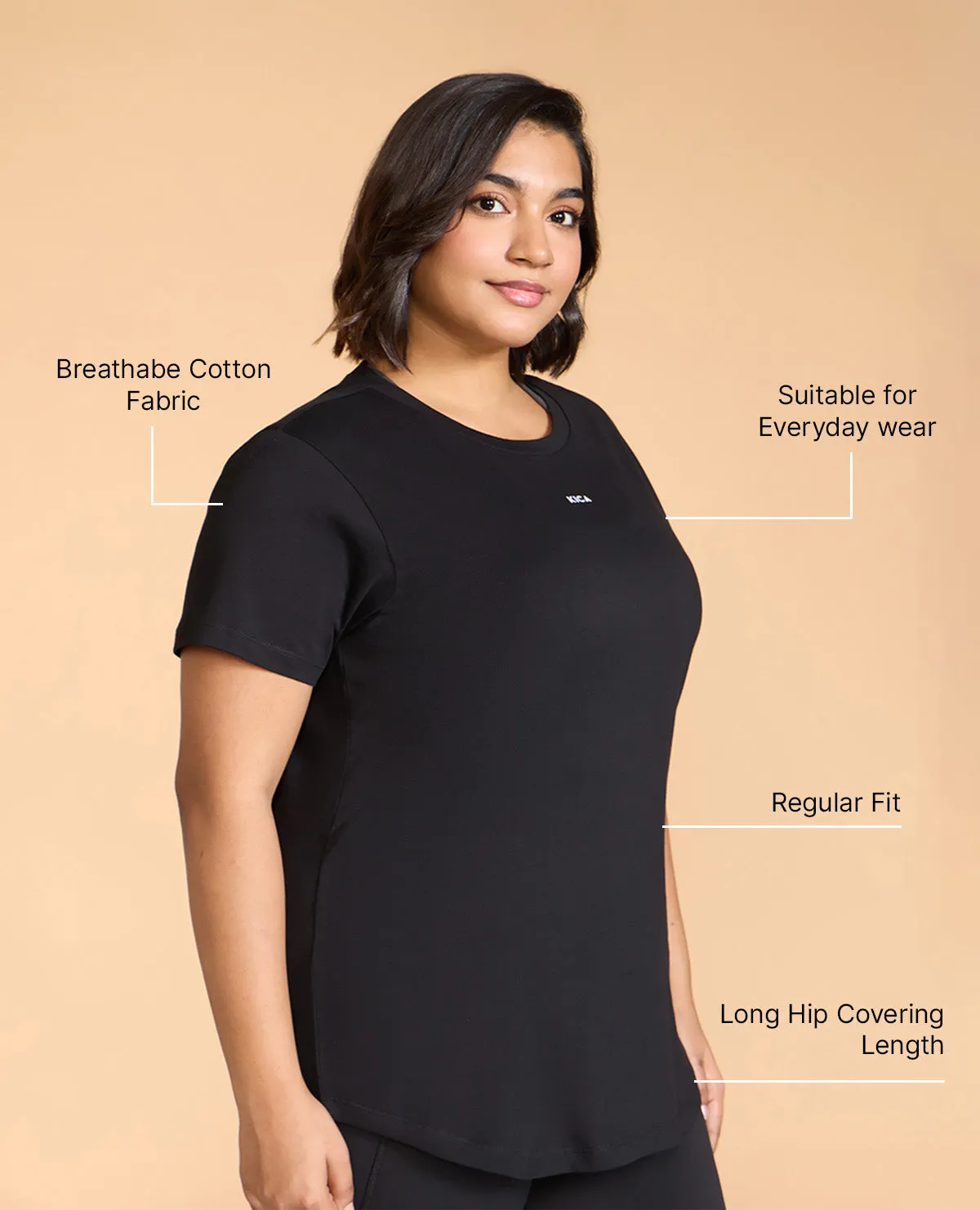 Smart Layer Women Solid Cotton Essential Hip Covering Top