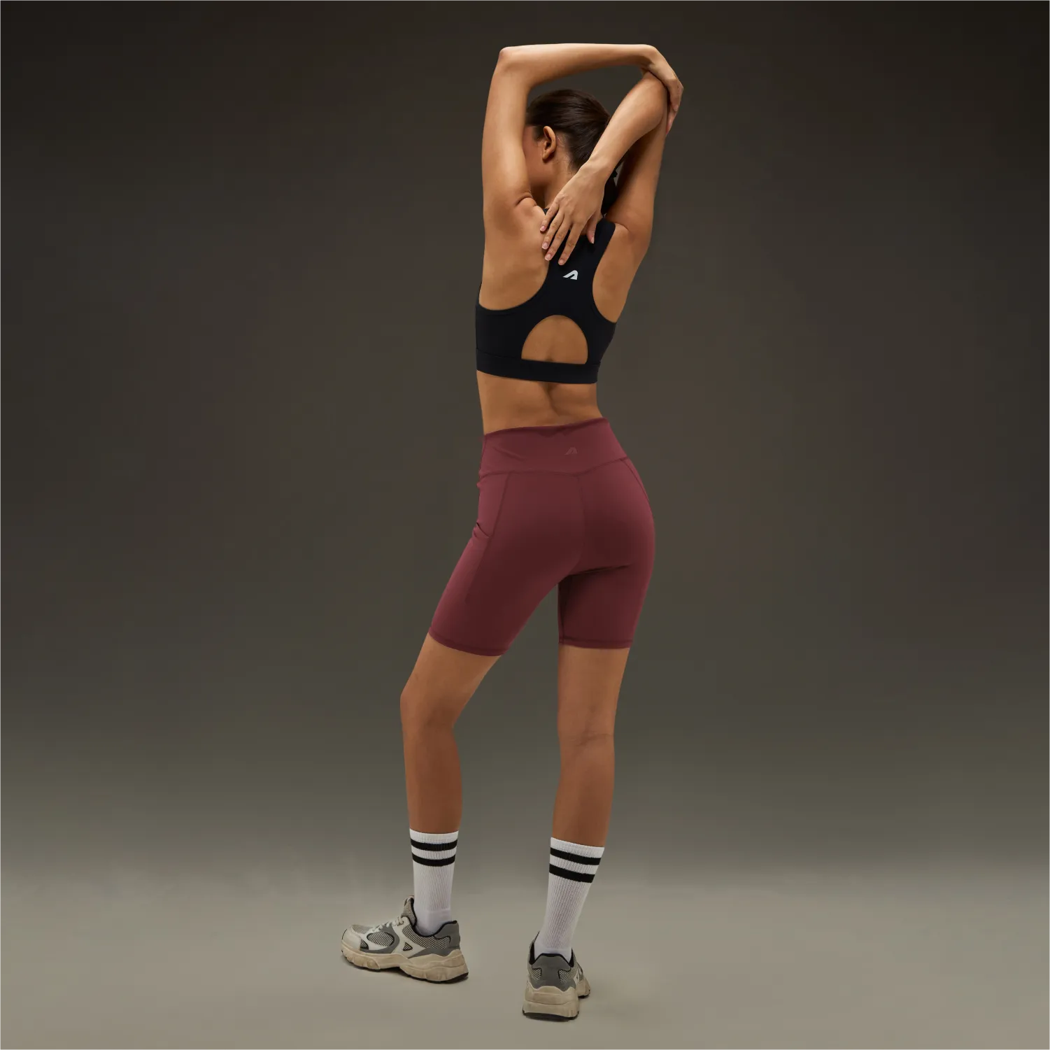 Women Align Training Shorts Burgundy SeamlessConstruction Anti Pilling Surface
