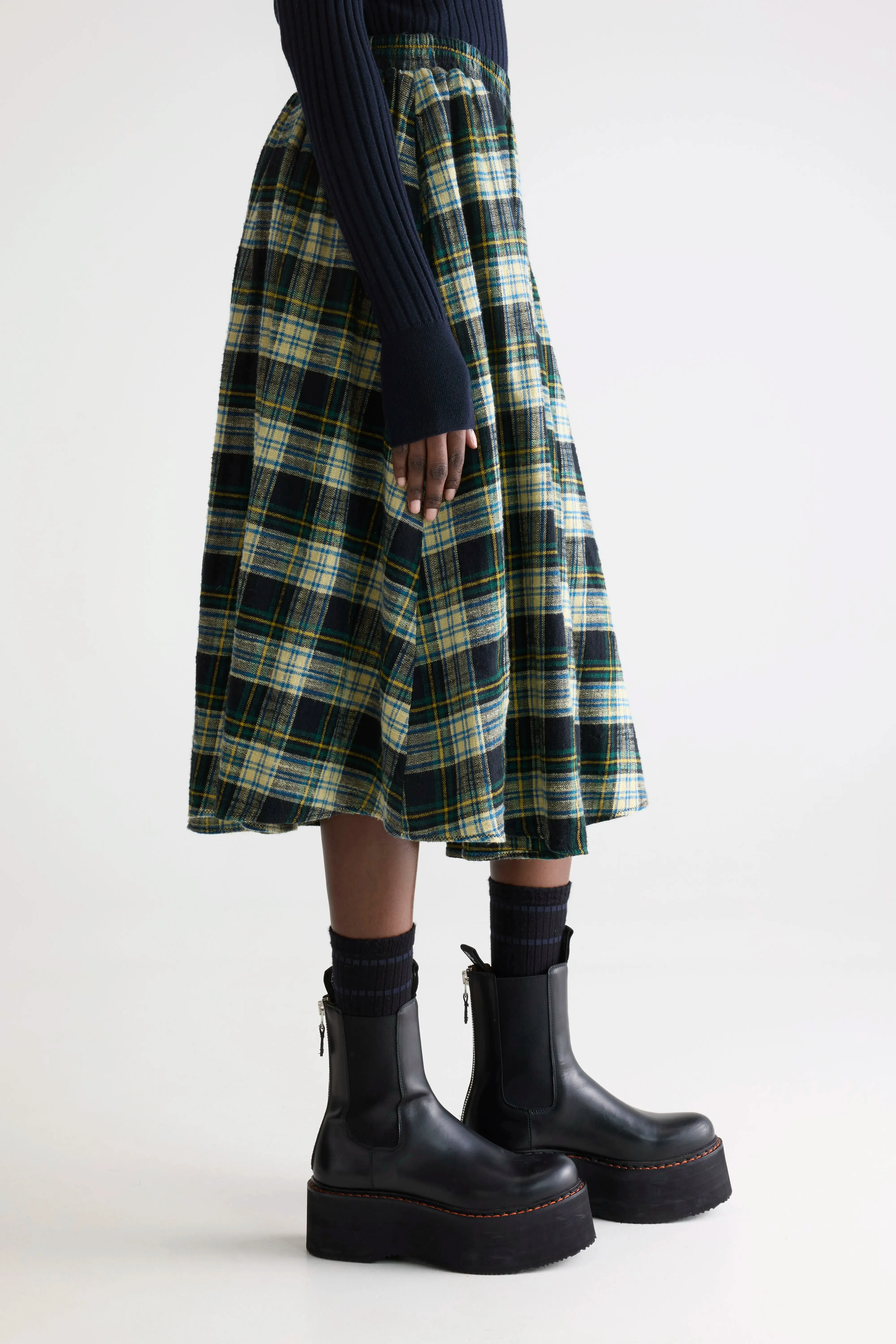 Woogie midi a-line skirt (252 / W / CHECK A) Smart Look Windproof Outer Layer