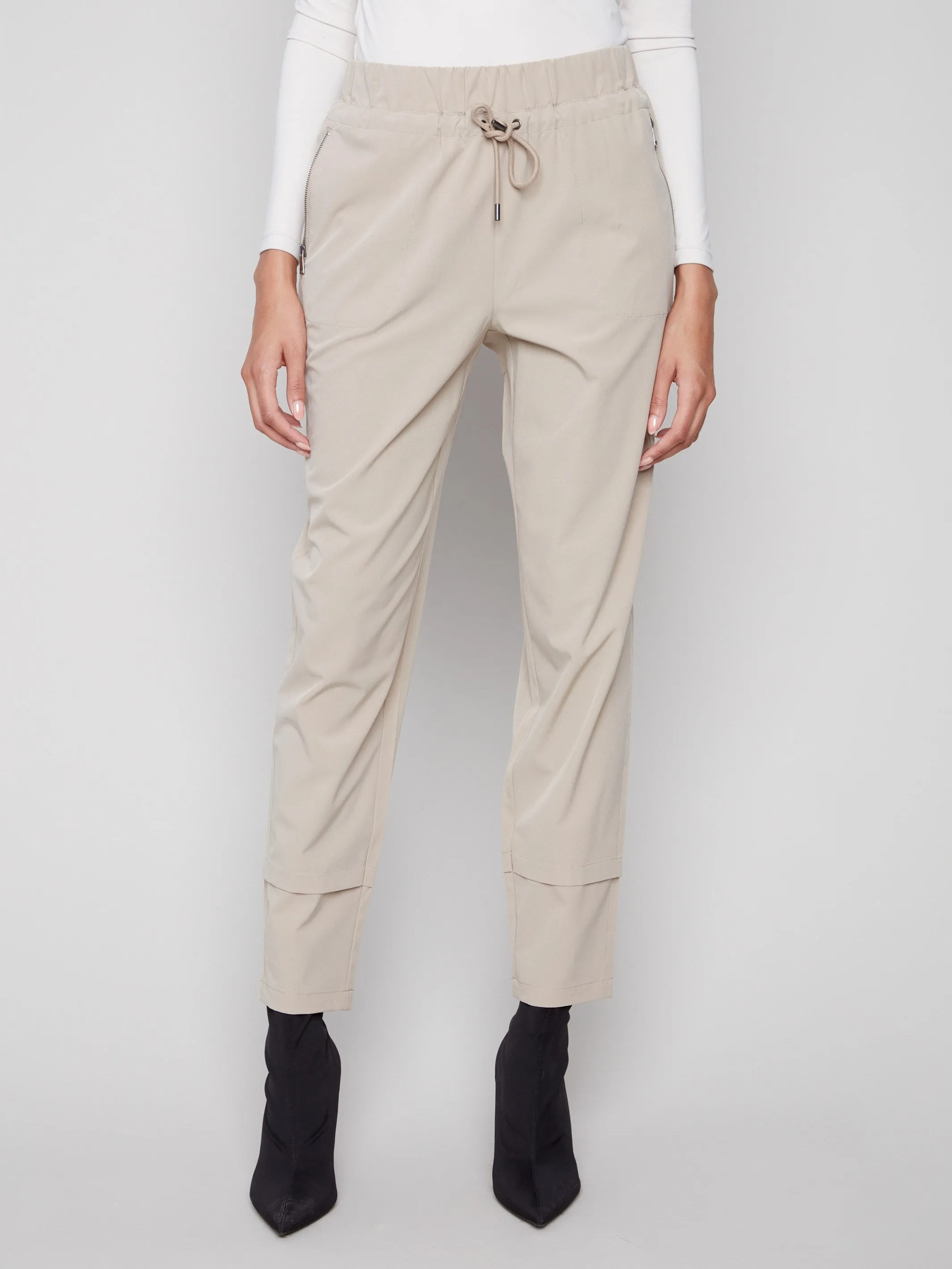 Comfy Vibes Anti Pilling Textile Techno Pants - Greige