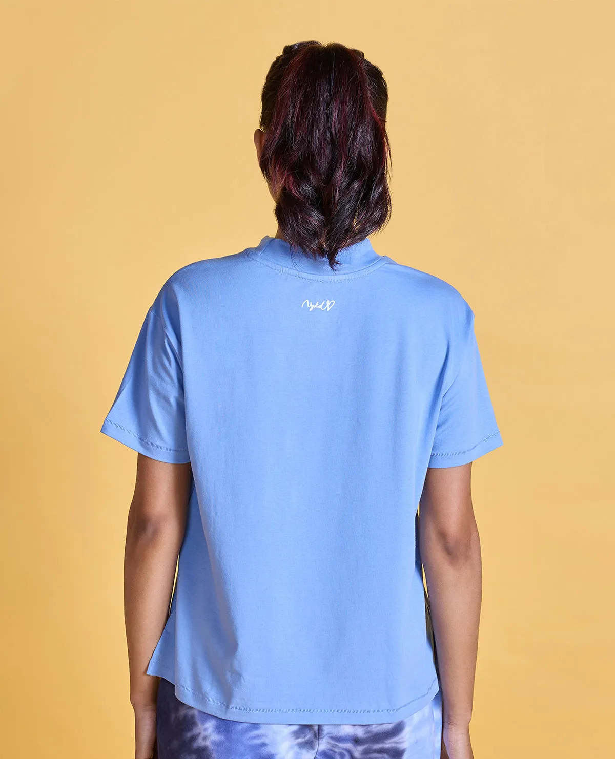 Nykd All Day Iconic Cotton Boxy Tee - NYLE276 - Hydrangea Fade Resistant Print