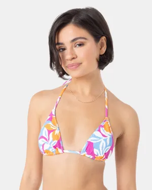 Topanga Canyon Mini Tiki Triangle Bikini Top - Multi Quick Dry Elastic Band Soft Cup Support
