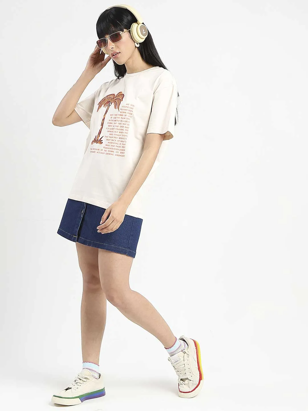 Winter Style Madame Patchwork Detailed Cotton Beige Top