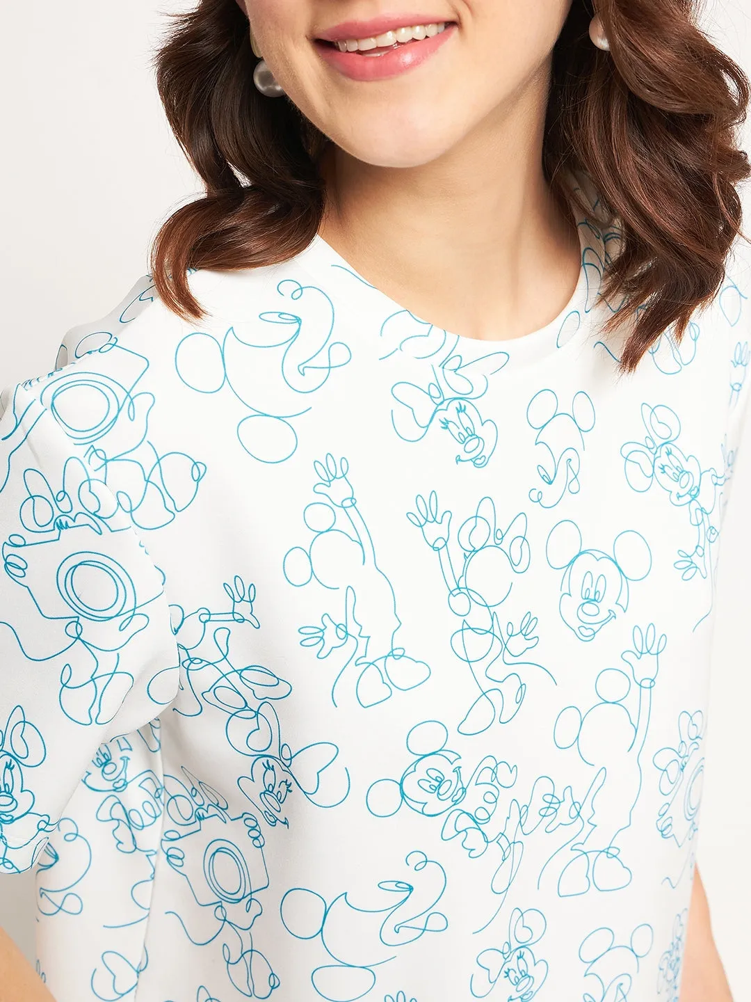 Madame White Disney Print Top Movement Friendly
