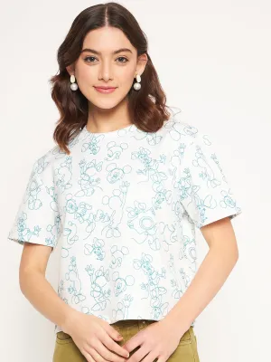 Madame White Disney Print Top AllDayComfort