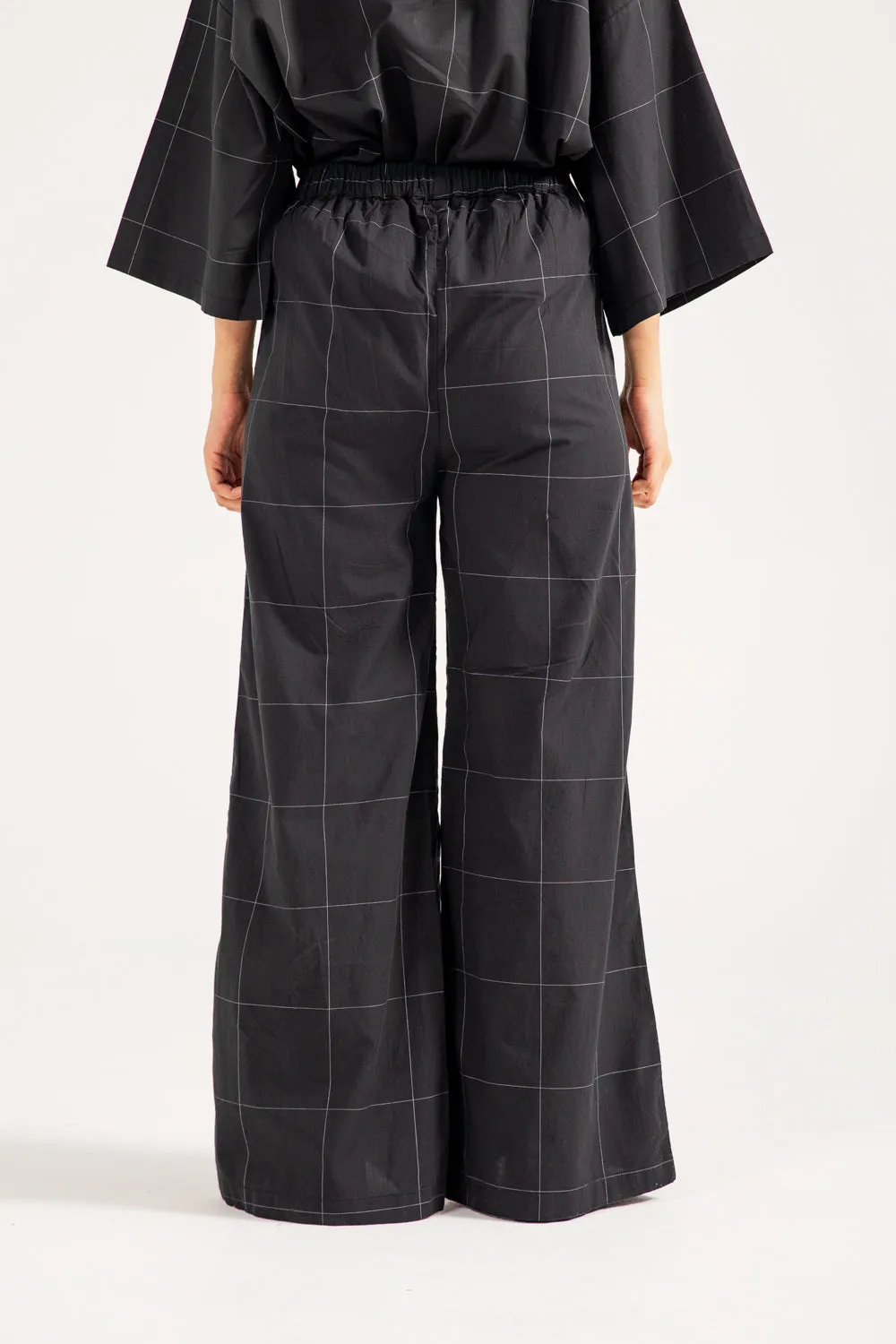 CHECKERED WIDE LEG TROUSERS Casual Office