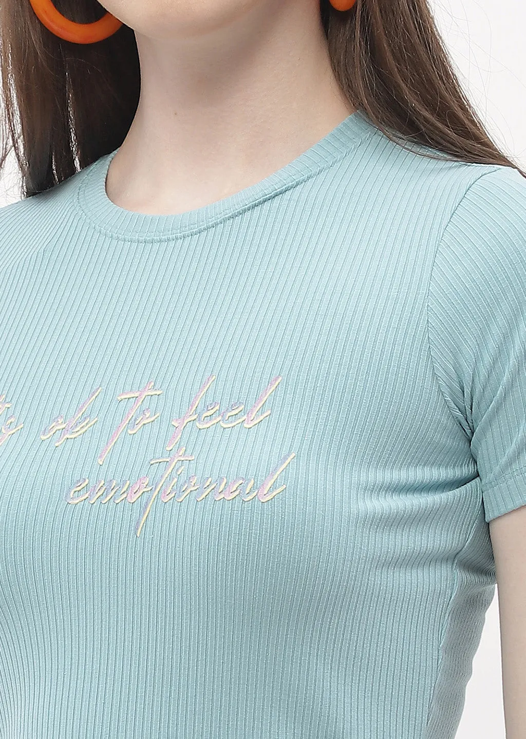 Madame Typography Powder Blue Crop T-Shirt Customizable