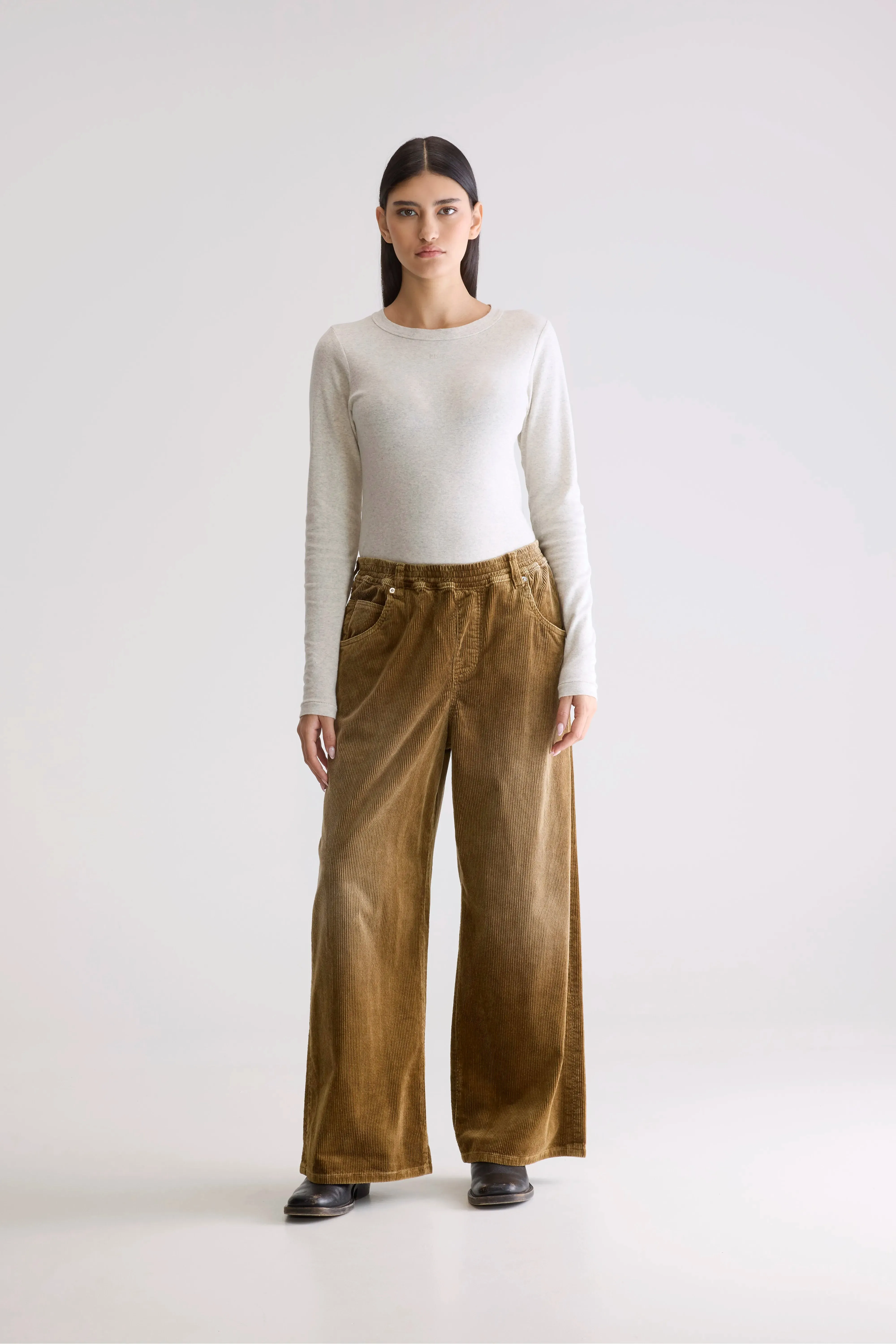 Organic Cotton Blend Galina wide trousers (252 / W / SOIL)
