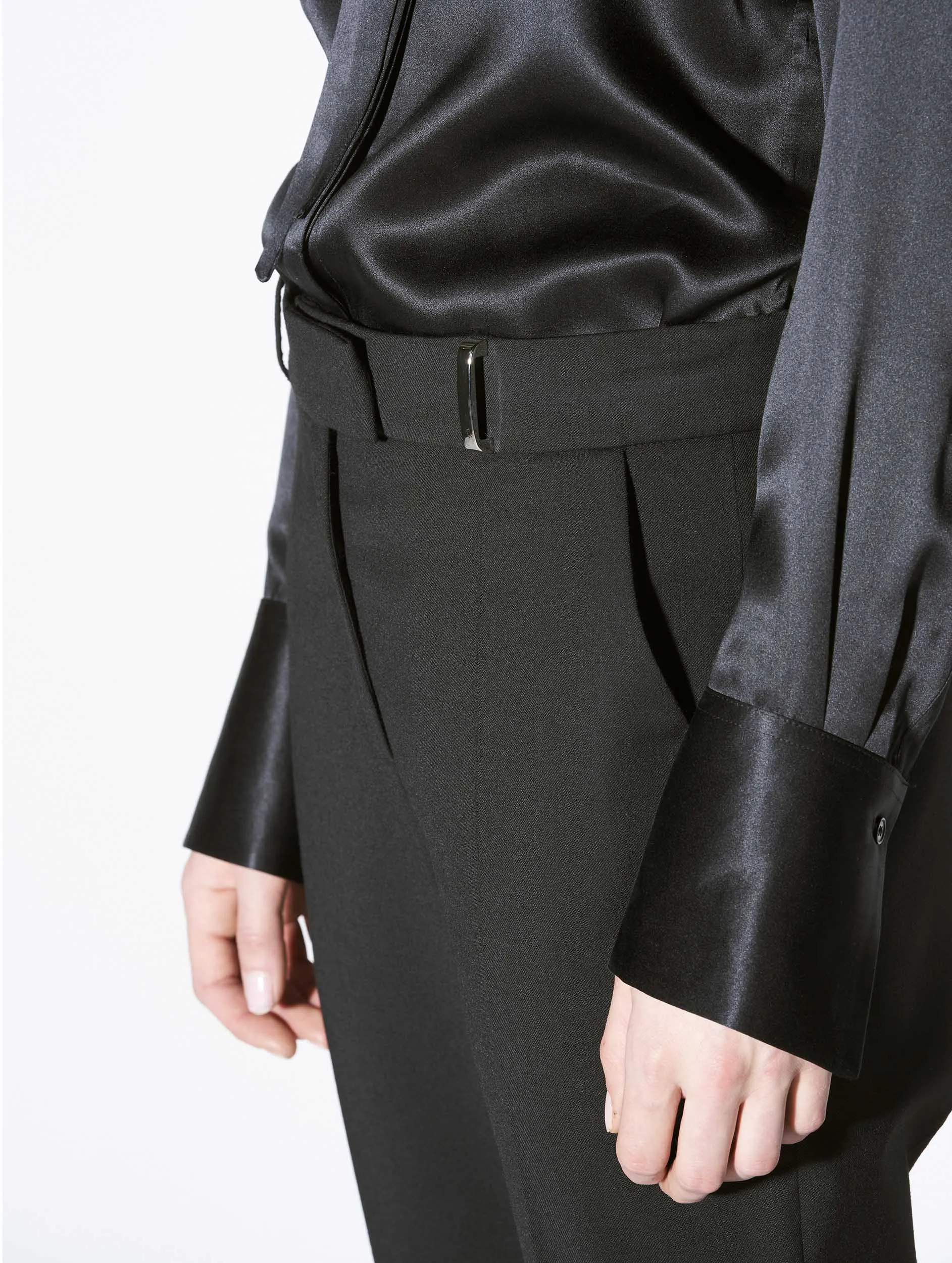 Comfortable Look Wear Roxy black wool gabardine suit trousers