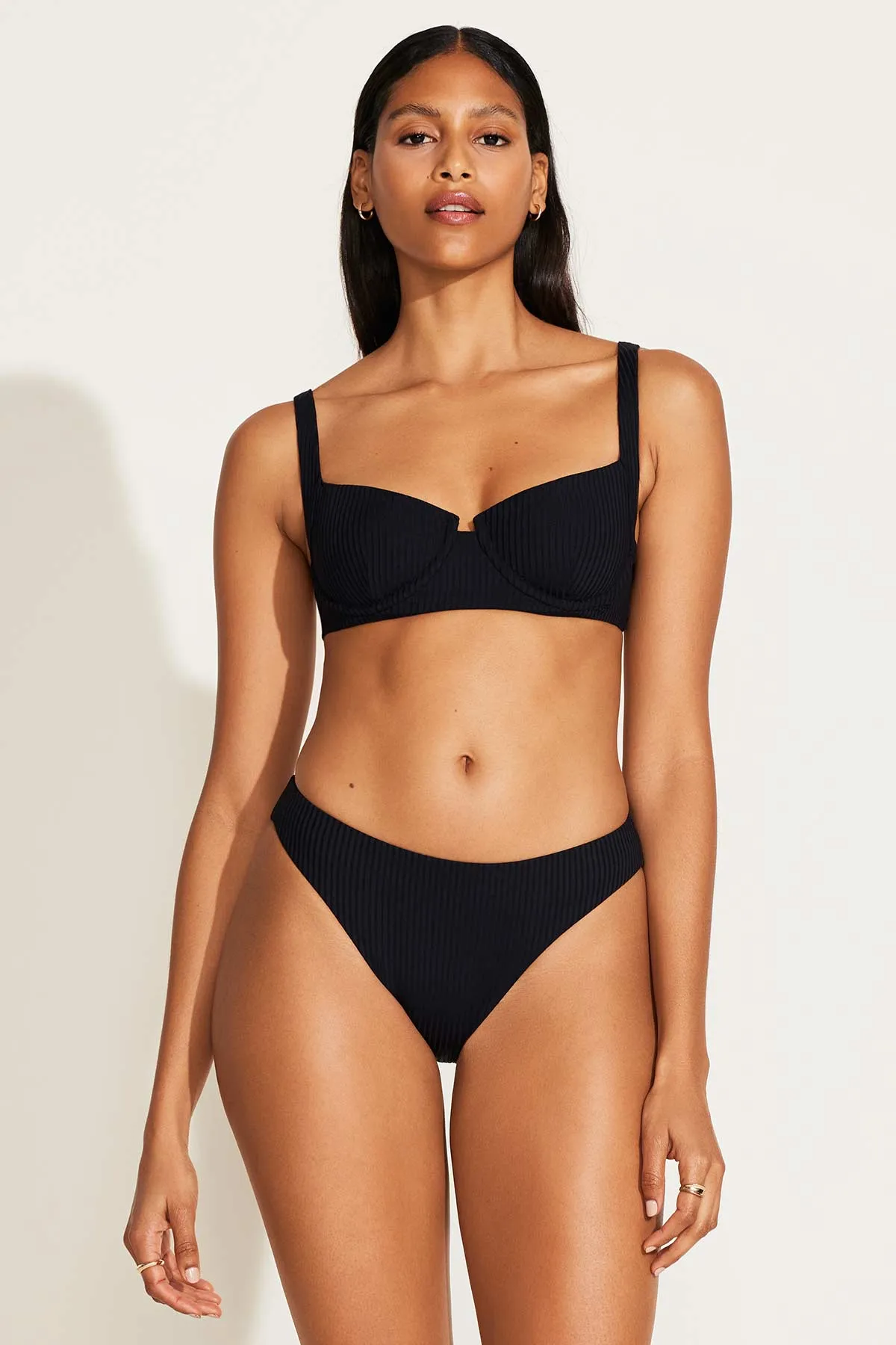Cali High Leg Full Bottom - Black EcoRib Flexible Fit System