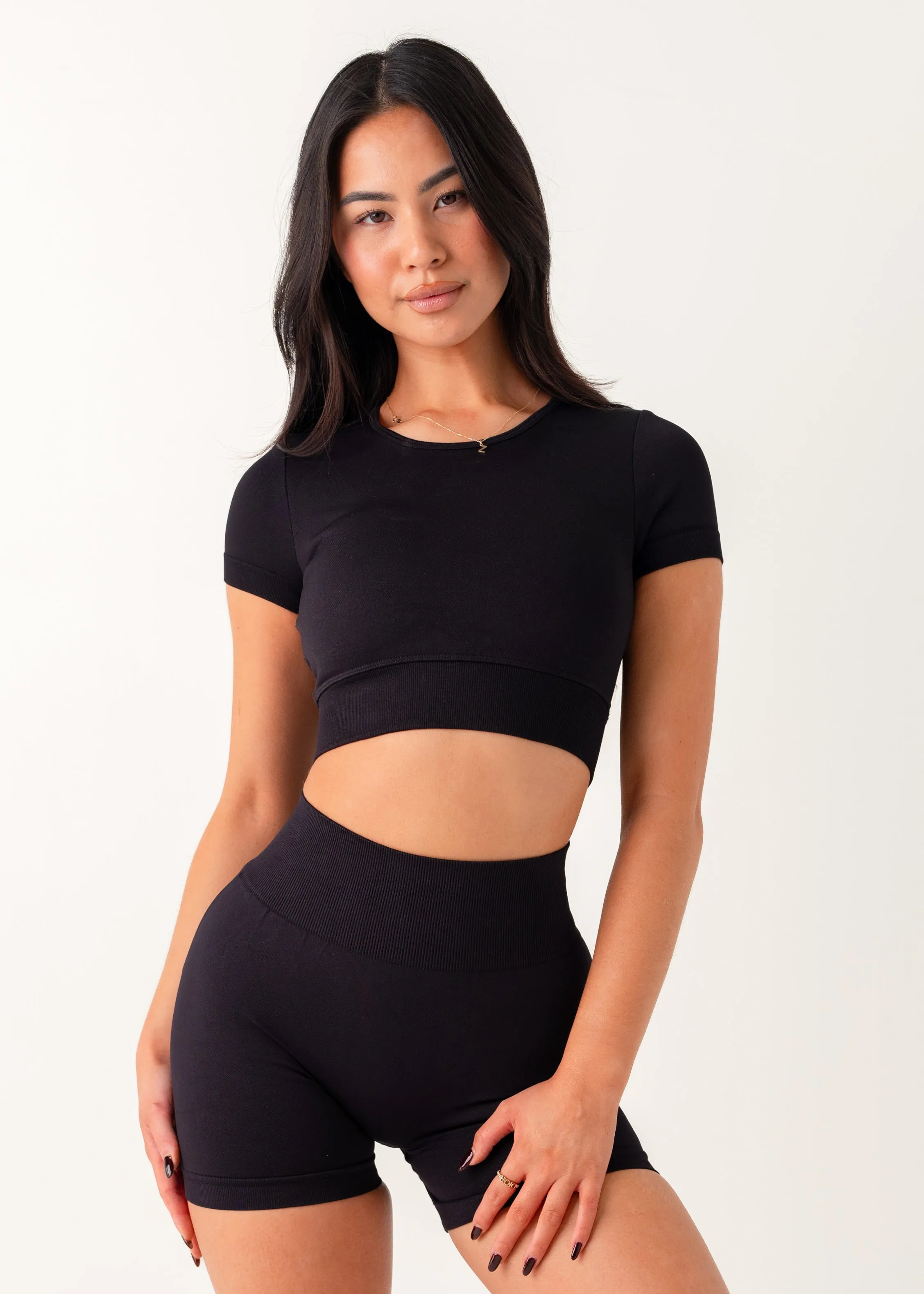 WaterRepellent Finish SIGNATURE SUPPORT CROP - LIQUORICE