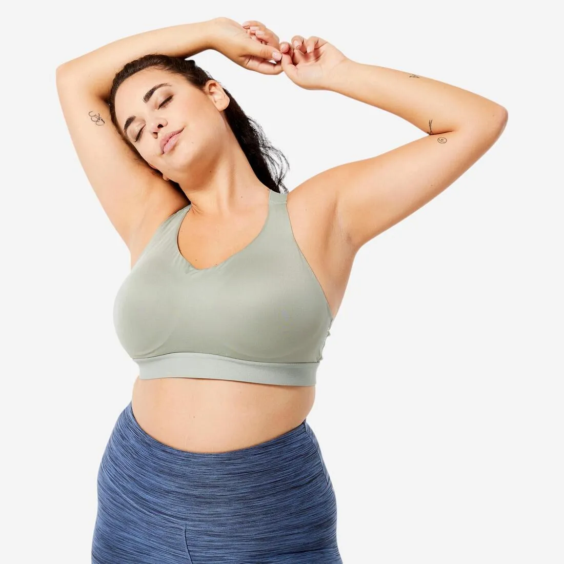 OdorControlTech Top gimnasio fitness alto impacto 900 Mujer Domyos caqui