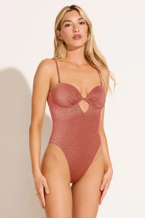 Quick Evaporate Tech Mabel Underwire Bandeau One Piece - Pink Metallic