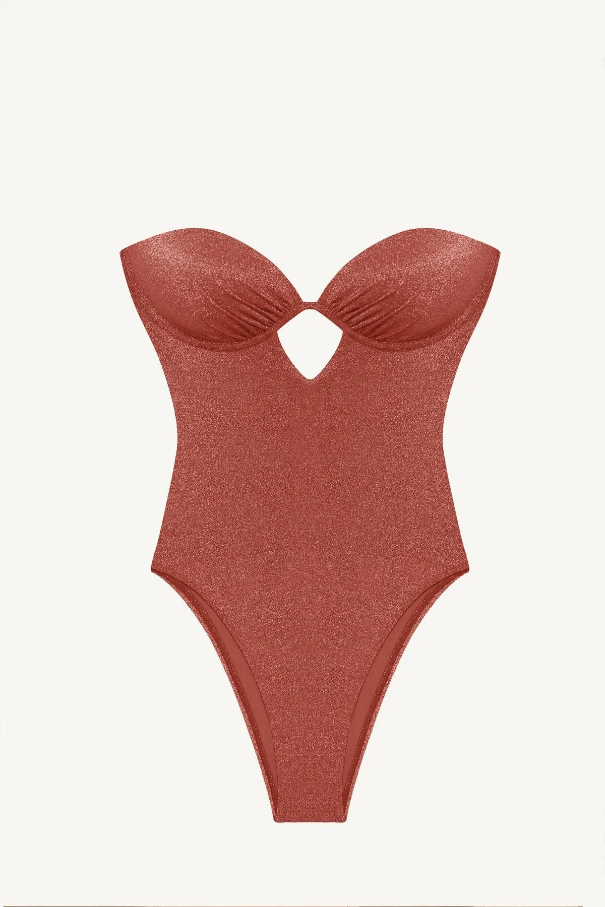 Mabel Underwire Bandeau One Piece - Pink Metallic Thermal Bonded Edges Anti Pilling Finish