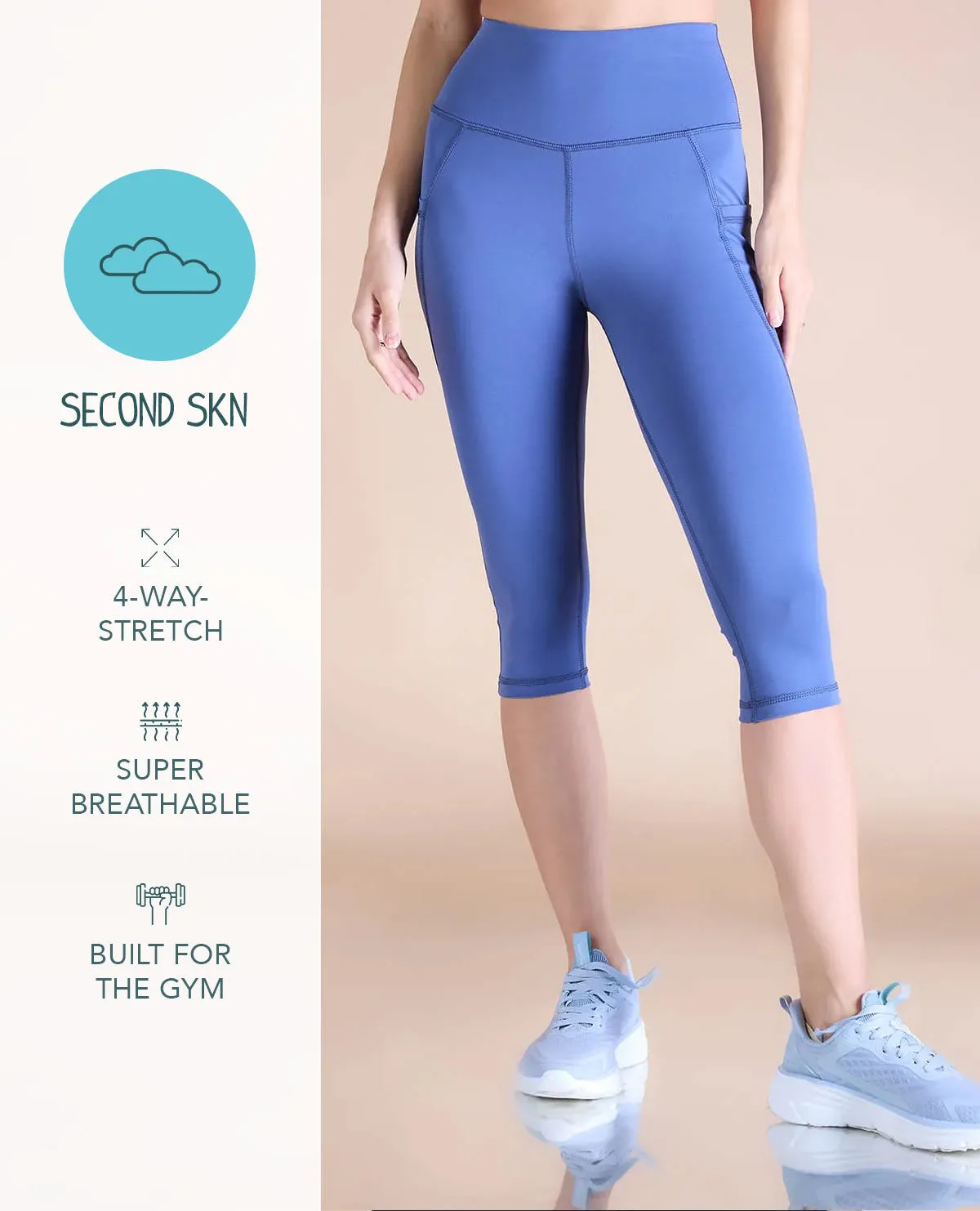 Winter Sports Shape Retain High Waisted 3/4 Leggings in Second SKN Fabric