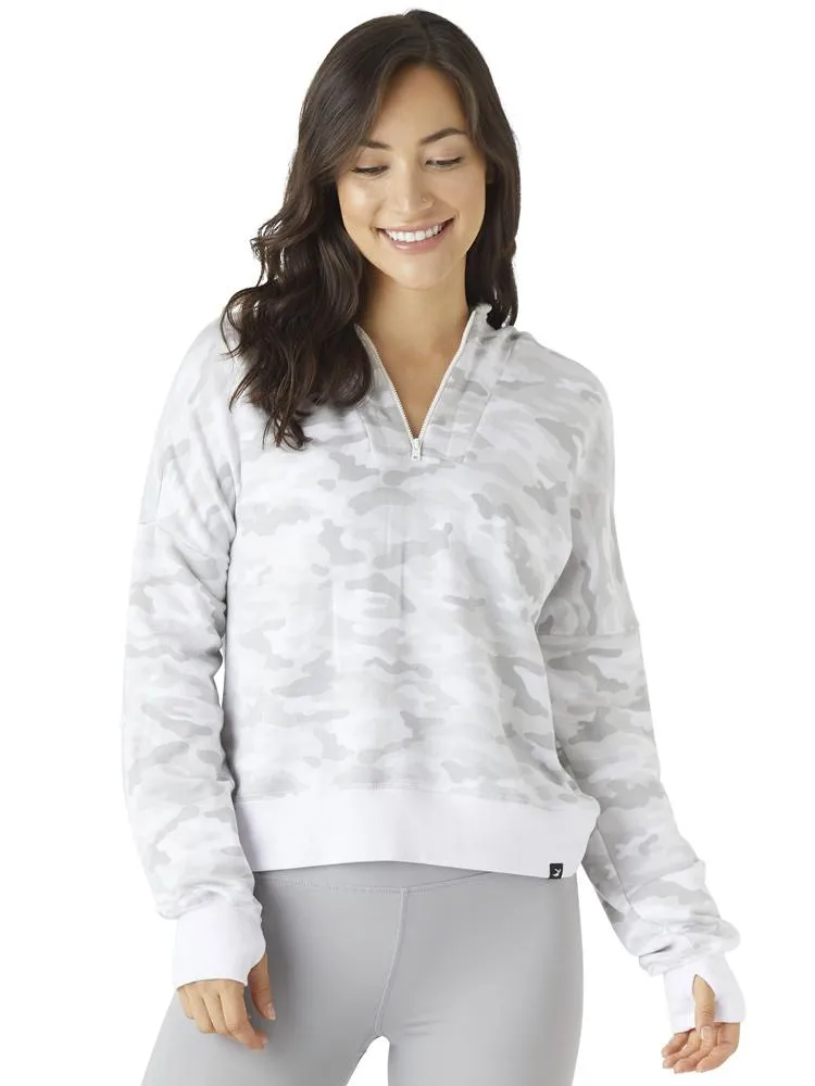 Glyder Half-Zip Hoodie - White Camo Urban Fit Relaxed Layers