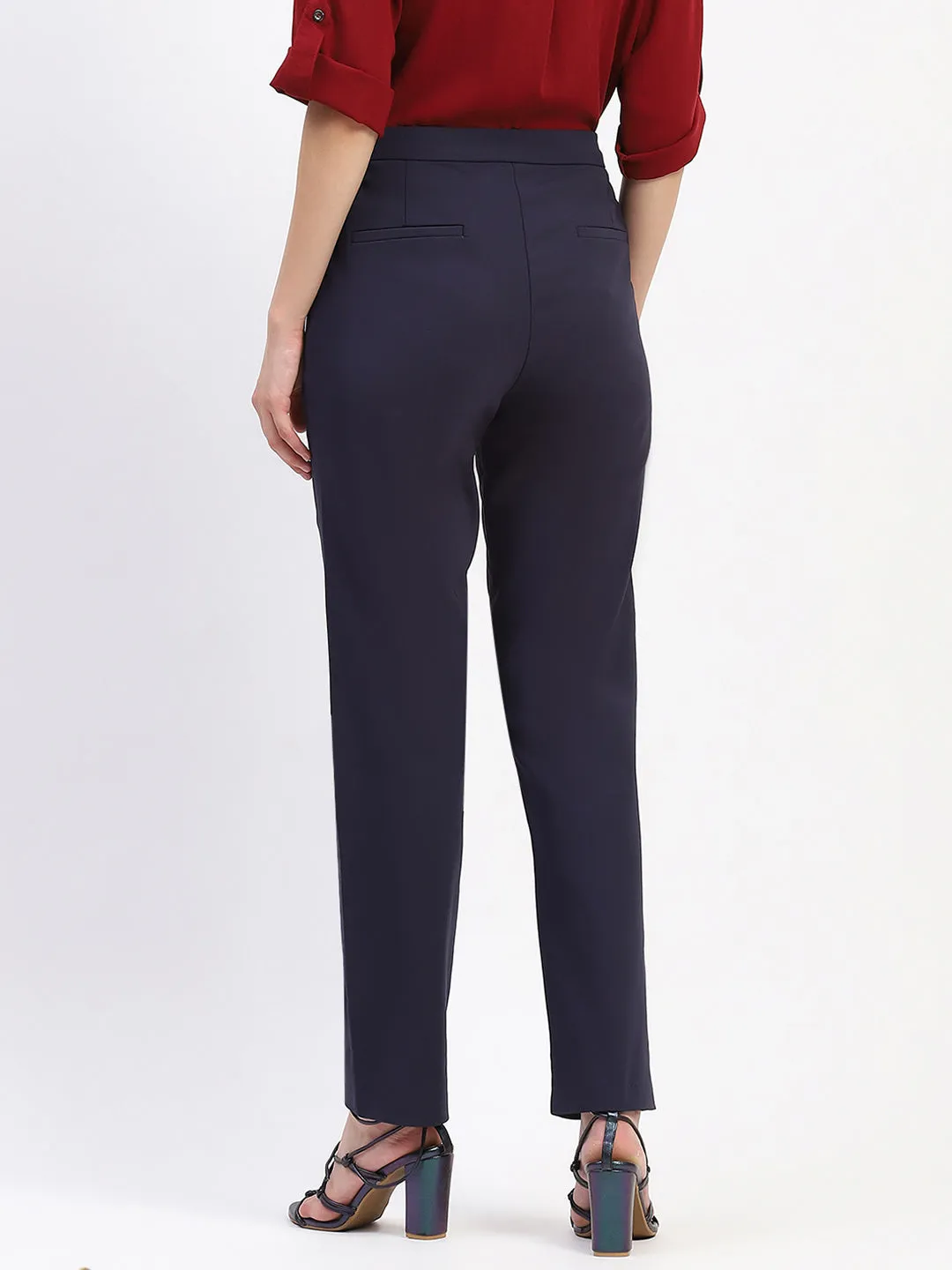 Madame Straight Fit Navy Trousers Soft Structure