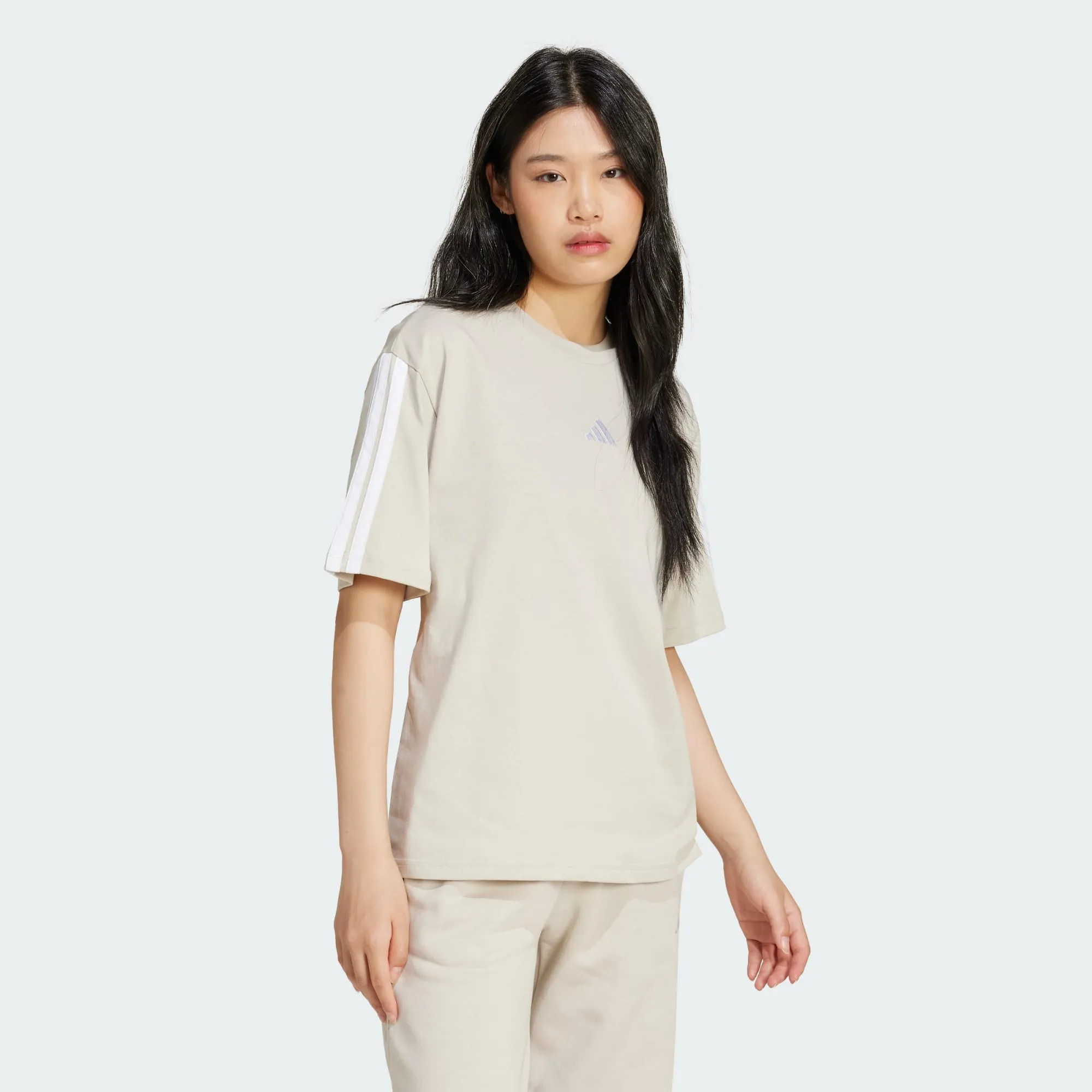 Breathable mesh Beach Outfit Adidas Women's 3-Stripes Boyfriend Alumina Tee