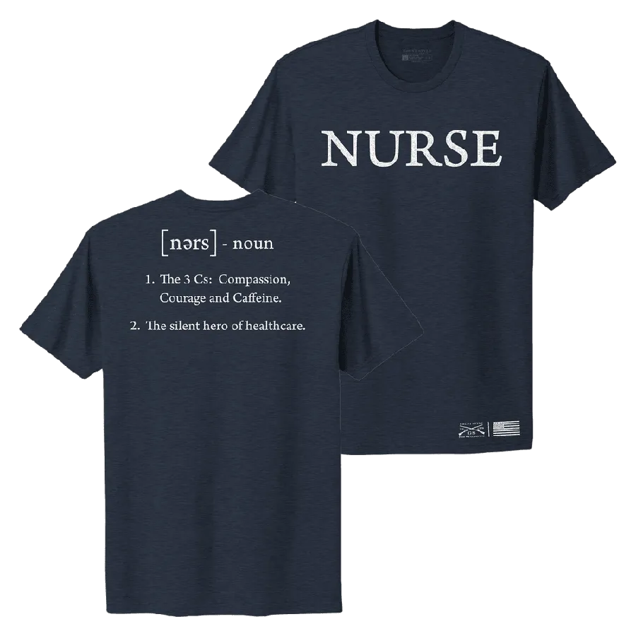 Women's Nurse Defined Boyfriend Fit T-Shirt - Midnight Navy Heathered Texture Feminine Appeal
