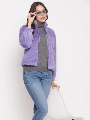 Basic Hoodie Madame Fluffy-Knit Lavender Sweatshirt