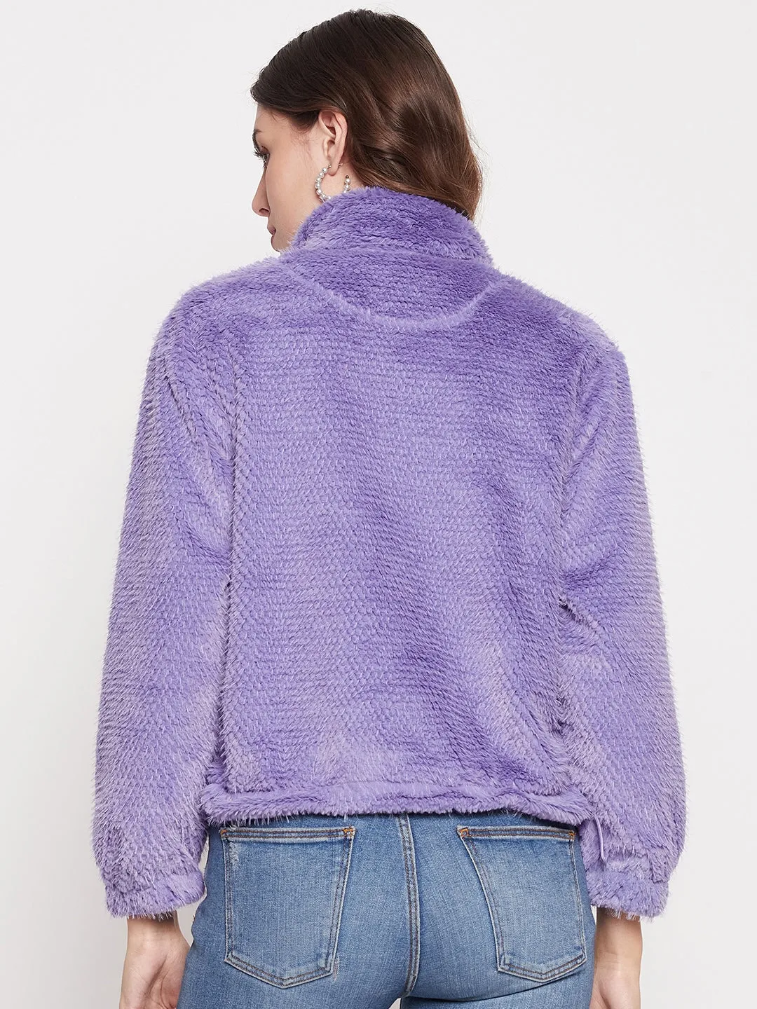 Core Sporty Business casual Madame Fluffy-Knit Lavender Sweatshirt