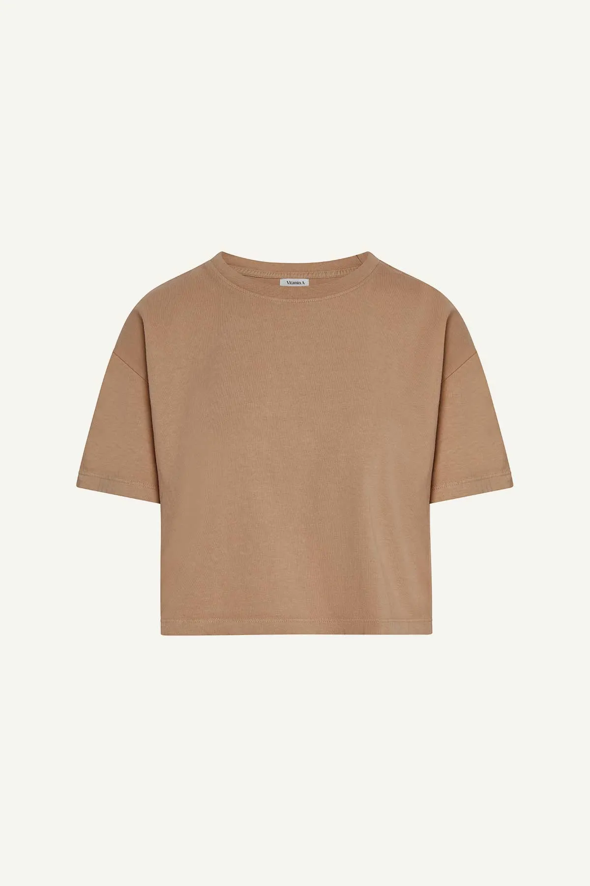 Coast Crop Tee - Latte Cotton Jersey layerable