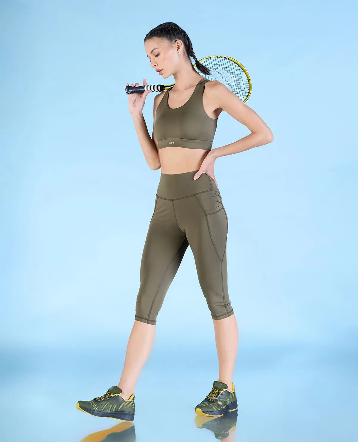 High Waisted 3/4 Leggings in Second SKN Fabric Petite Size Casual Day
