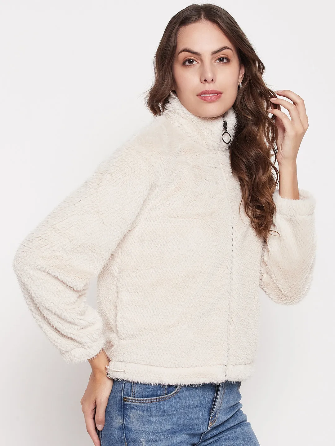 Sporty essentials Madame Off-White Fluffy-Knit Sweatshirt