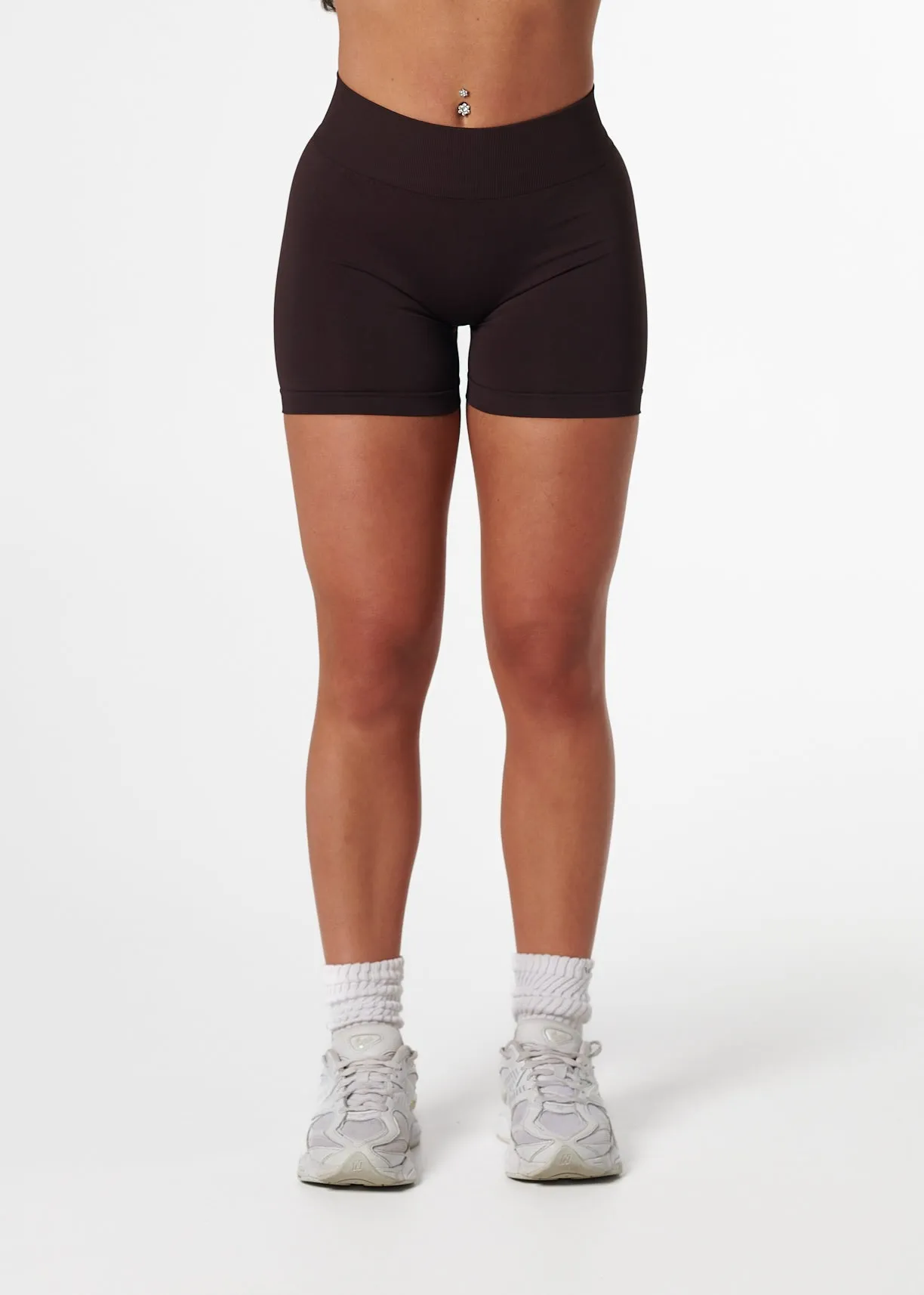 Trendy Vibe rayon fabric SILHOUETTE SCRUNCH SHORTS - ESPRESSO