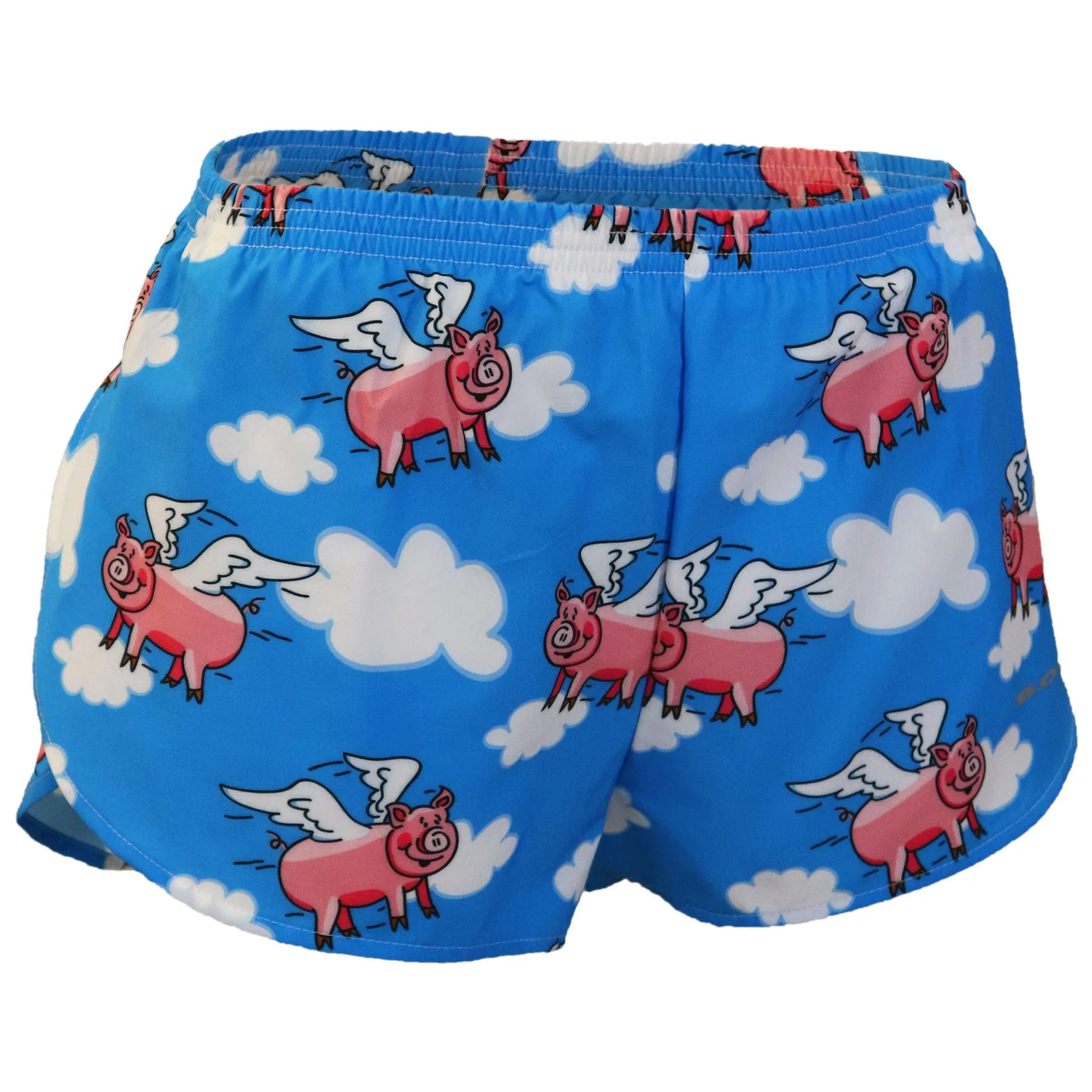 Women's Printed 1" Elite Split Shorts - Flying Pig Lightweight Weave